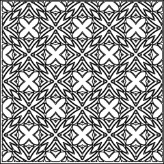 Stylish texture with figures from lines.
Abstract geometric black and white pattern for web page, textures, card, poster, fabric, textile. Monochrome graphic repeating design. 