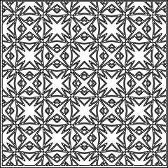 Stylish texture with figures from lines.
Abstract geometric black and white pattern for web page, textures, card, poster, fabric, textile. Monochrome graphic repeating design. 