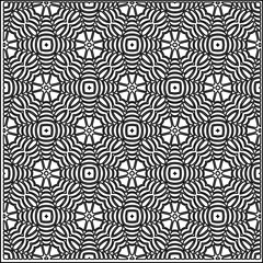 Stylish texture with figures from lines.
Abstract geometric black and white pattern for web page, textures, card, poster, fabric, textile. Monochrome graphic repeating design. 