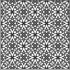 Stylish texture with figures from lines.
Abstract geometric black and white pattern for web page, textures, card, poster, fabric, textile. Monochrome graphic repeating design. 