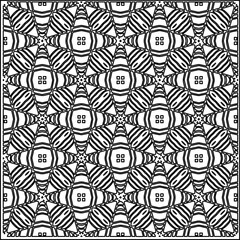 Stylish texture with figures from lines.
Abstract geometric black and white pattern for web page, textures, card, poster, fabric, textile. Monochrome graphic repeating design. 