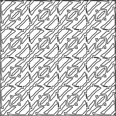 Stylish texture with figures from lines.
Abstract geometric black and white pattern for web page, textures, card, poster, fabric, textile. Monochrome graphic repeating design. 