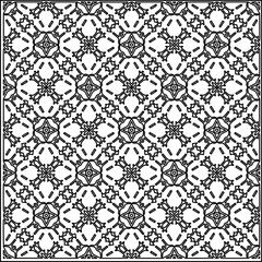 Stylish texture with figures from lines.
Abstract geometric black and white pattern for web page, textures, card, poster, fabric, textile. Monochrome graphic repeating design. 