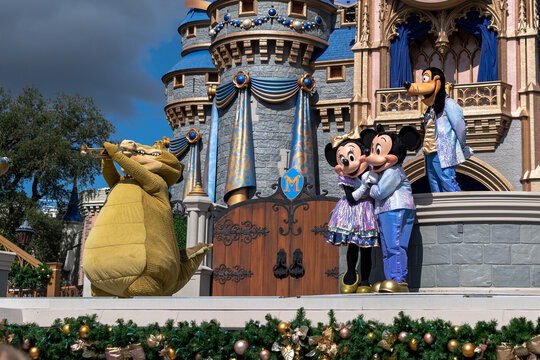 Orlando, FL, USA - November 5 2022 : Magic Kingdom Park. The Walt Disney World 50th Anniversary Celebration.