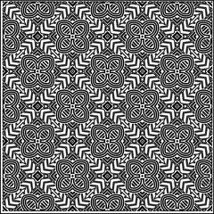 Stylish texture with figures from lines.
Abstract geometric black and white pattern for web page, textures, card, poster, fabric, textile. Monochrome graphic repeating design. 