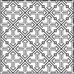 Stylish texture with figures from lines.
Abstract geometric black and white pattern for web page, textures, card, poster, fabric, textile. Monochrome graphic repeating design. 