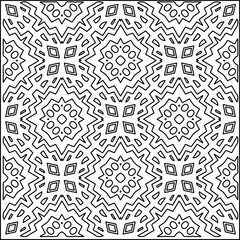 Stylish texture with figures from lines.
Abstract geometric black and white pattern for web page, textures, card, poster, fabric, textile. Monochrome graphic repeating design. 