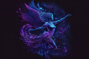 Graphic of girl. Virgo horoscope sign in twelve zodiac with galaxy background. (ai generated)