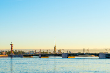 View of St. Petersburg. Palace Bridge in summer day