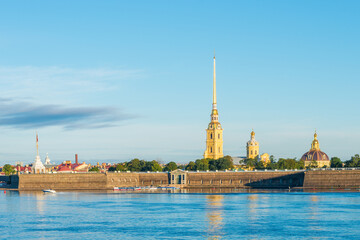 Panoramic view of the Peter and Paul Fortress in the city of St. Petersburg, Russia