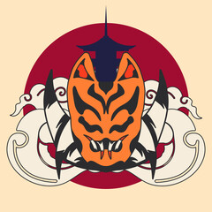 hand drawing vector japanese mask 