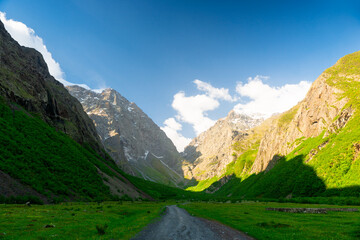 Beautiful view of the mountain gorge of the North Caucasus. Russia