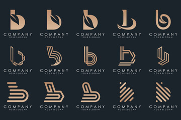 Set of creative letter b logo vector design bundle inspiration.