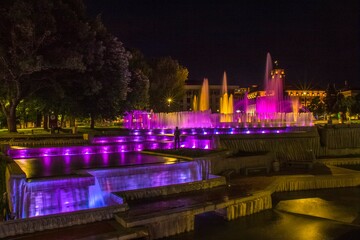 fountain in the night Pleven Bulgaria 