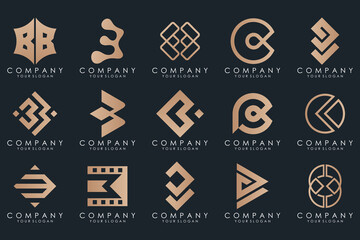 abstract letter B logo icon set. design for business of luxury, elegant, simple.