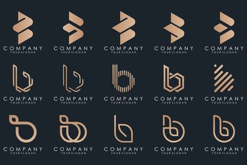 abstract letter B logo icon set. design for business of luxury, elegant, simple.