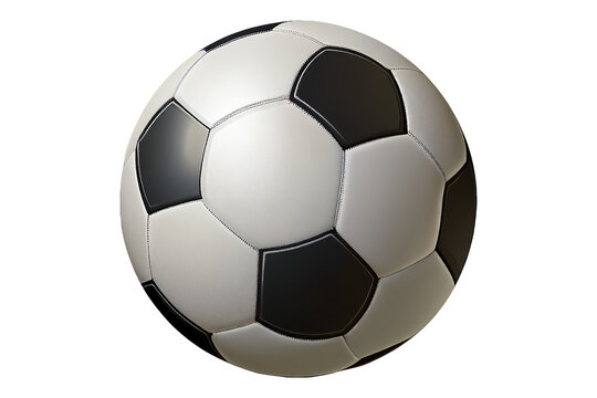 Soccer football for use in a sports championship concept such as a World Cup penalty goal kick,  computer Generative AI stock illustration png file cut out and isolated on a transparent background