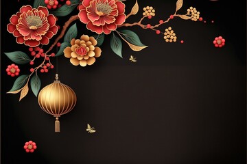 chinese new year banner, black background, year of rabbit, ai generated