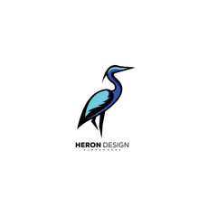 heron logo mascot design gradient template