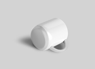 Blank white coffee mug mockup white. Ceramic mug template 3D rendering.
