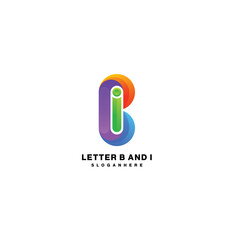 letter b and i colorful logo design template