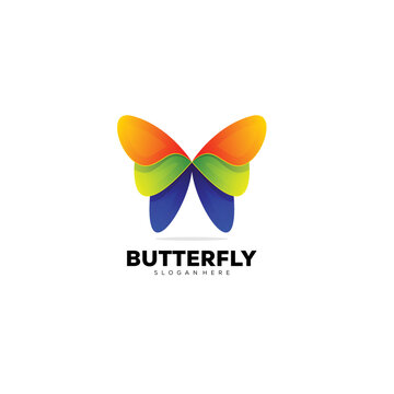 butterfly colorful logo design vector illustration template