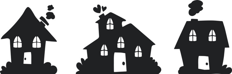 silhouette of houses vector