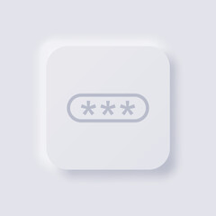 Password asterisk field box icon, White Neumorphism soft UI Design for Web design, Application UI and more, Button, Vector.