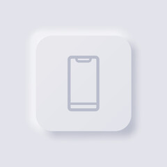 Smartphone icon, White Neumorphism soft UI Design for Web design, Application UI and more, Button, Vector.