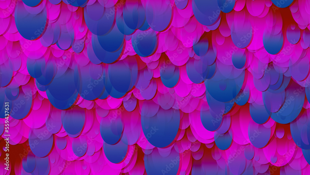 Poster 3d rendering of an array of ellipses. ellipses of different sizes in space
