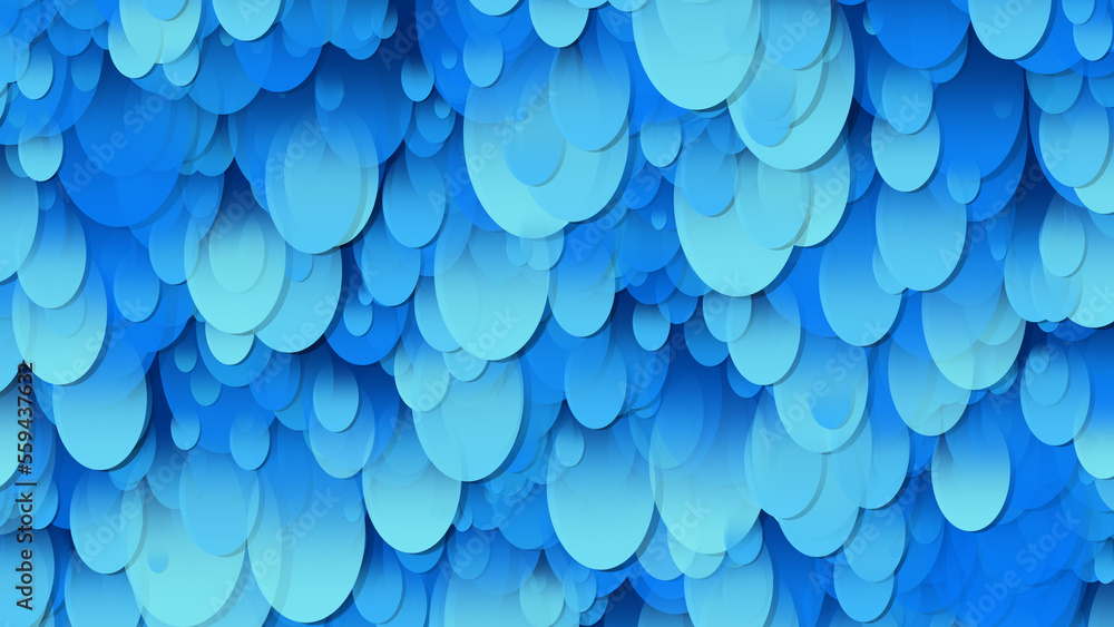 Poster 3d rendering of an array of ellipses. ellipses of different sizes in space