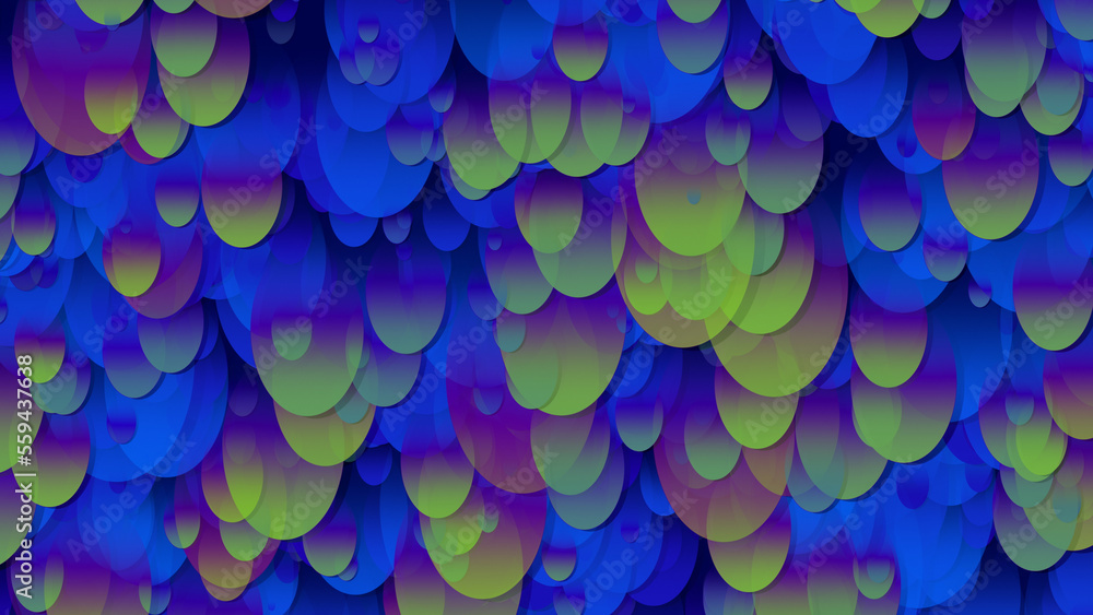 Poster 3d rendering of an array of ellipses. ellipses of different sizes in space