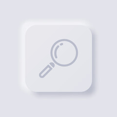 Magnifying glass icon, White Neumorphism soft UI Design for Web design, Application UI and more, Button, Vector.