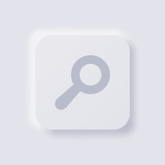 Magnifying glass icon, White Neumorphism soft UI Design for Web design, Application UI and more, Button, Vector.