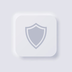 Shield icon, White Neumorphism soft UI Design for Web design, Application UI and more, Button, Vector.