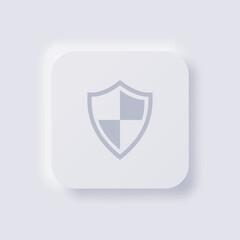 Shield icon, White Neumorphism soft UI Design for Web design, Application UI and more, Button, Vector.