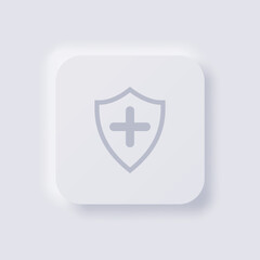 Shield icon, White Neumorphism soft UI Design for Web design, Application UI and more, Button, Vector.
