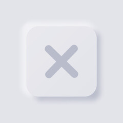Obraz premium Cross icon, White Neumorphism soft UI Design for Web design, Application UI and more, Button, Vector.