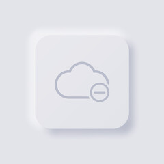 Cloud icon with Minus symbol, White Neumorphism soft UI Design for Web design, Application UI and more, Button, Vector.