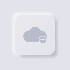 Cloud icon with minus symbol, White Neumorphism soft UI Design for Web design, Application UI and more, Button, Vector.
