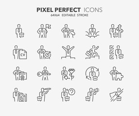 career thin line icons