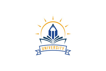 education university and college school academy institute club logo. learning logo emblem style