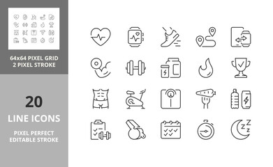 fitness and gym 64px and 256px editable vector set 1/2