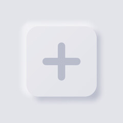 Obraz premium Plus sign icon, White Neumorphism soft UI Design for Web design, Application UI and more, Button, Vector.