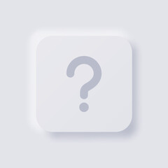 Question mark button icon, White Neumorphism soft UI Design for Web design, Application UI and more, Button, Vector.