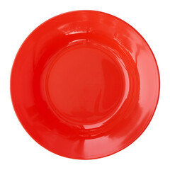 red empty plate isolated with clipping path for mockup