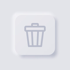 Bin icon, White Neumorphism soft UI Design for Web design, Application UI and more, Button, Vector.