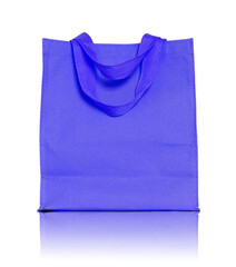 blue canvas shopping bag isolated with reflect floor for mockup