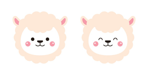 lama animal character illustration icon with a cute and smiling expression.
