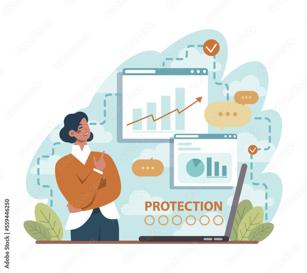 Poster cyber or web security. digital data protection and database safety